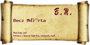 Becz Márta névjegykártya